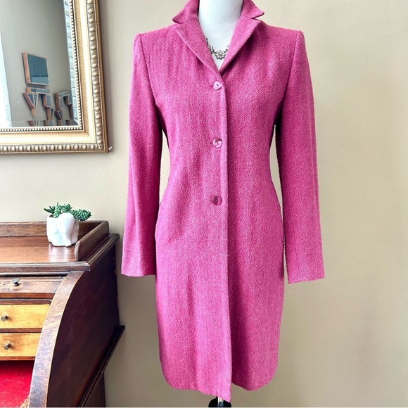 Style Pink Wool Herringbone Coat Jacket Size 8 - Picture 2 of 11